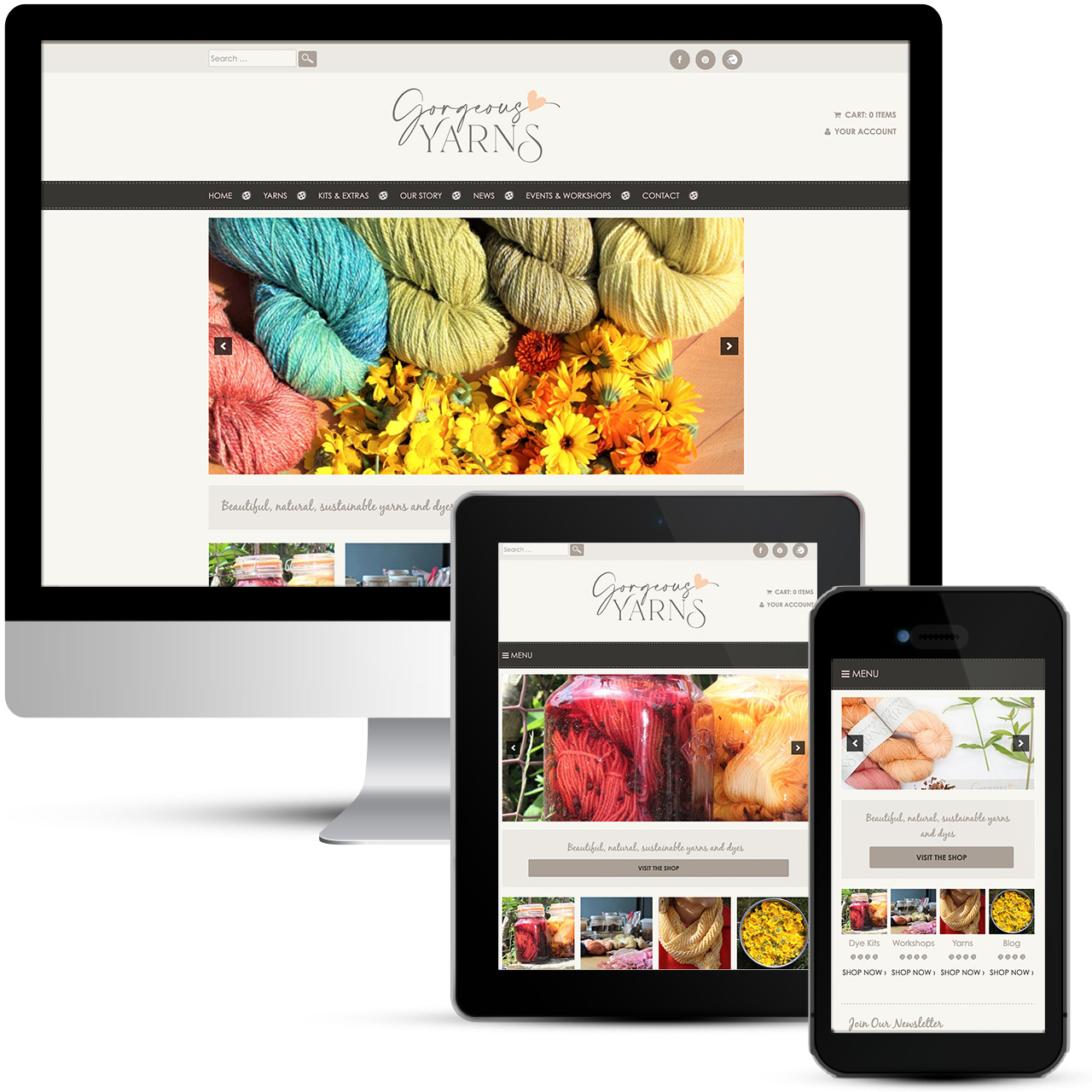 Gorgeous Yarns wool and yarn online store ecommerce design