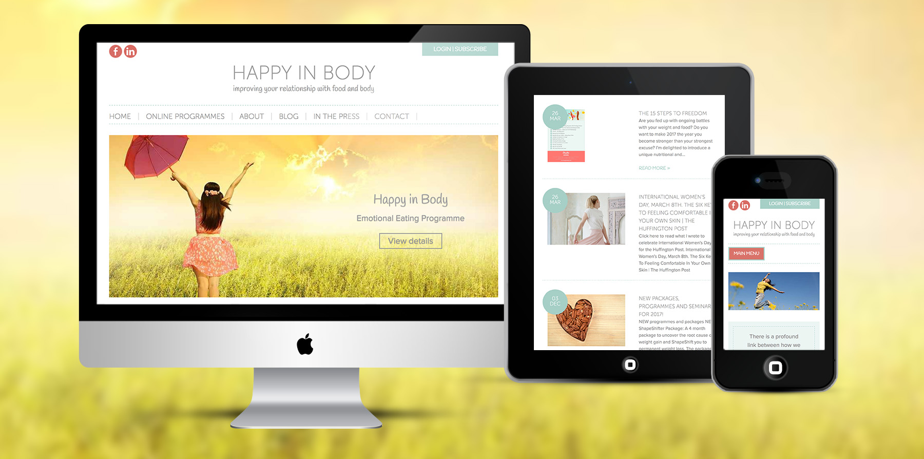 Happy in Body Nutritionalist Website Design