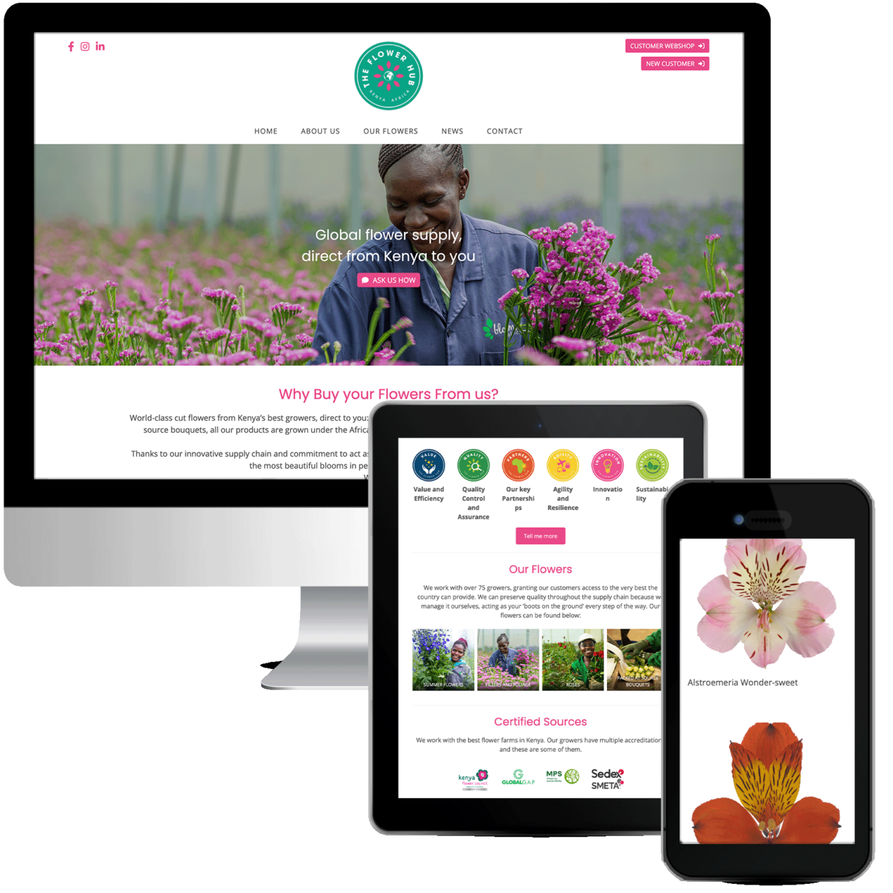 International flower distributor, the Flower Hub web design