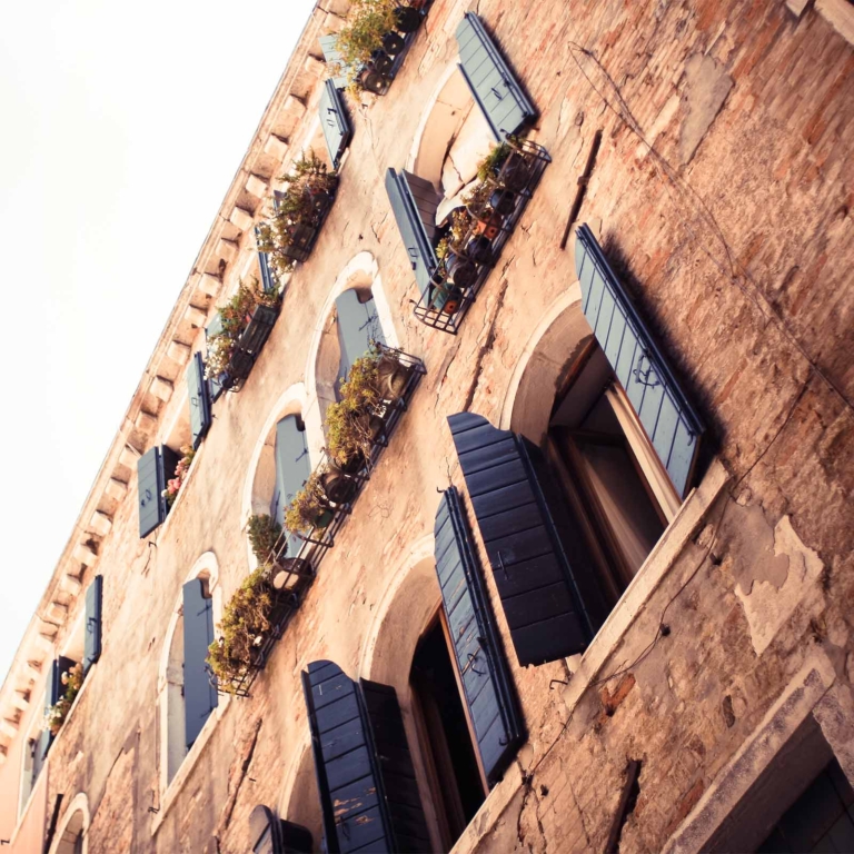 Beautiful building with window boxes