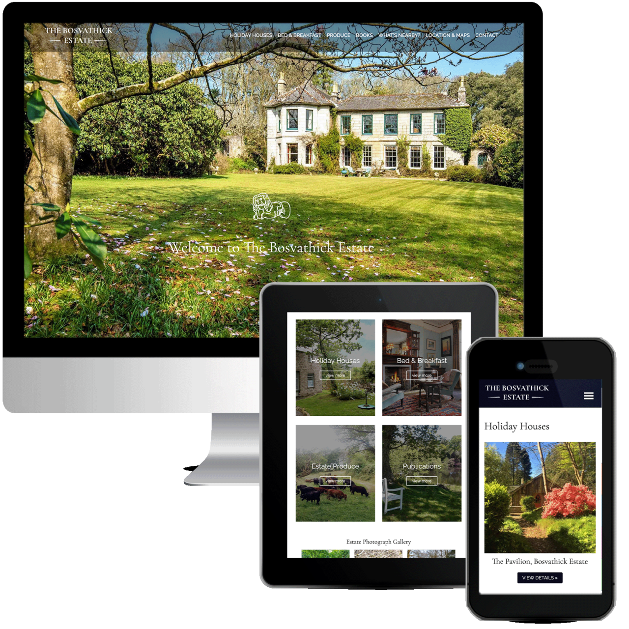 Website design for the Bosvathick Estate and holiday homes in Cornwall