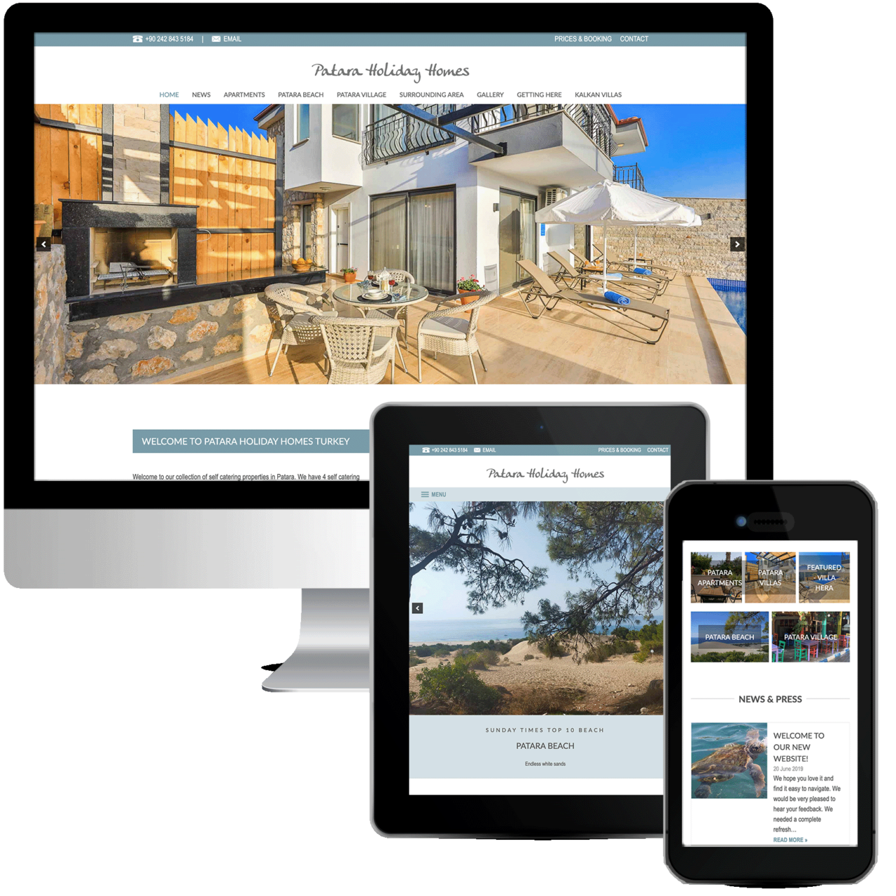 Beautiful website for Patara Holiday Homes