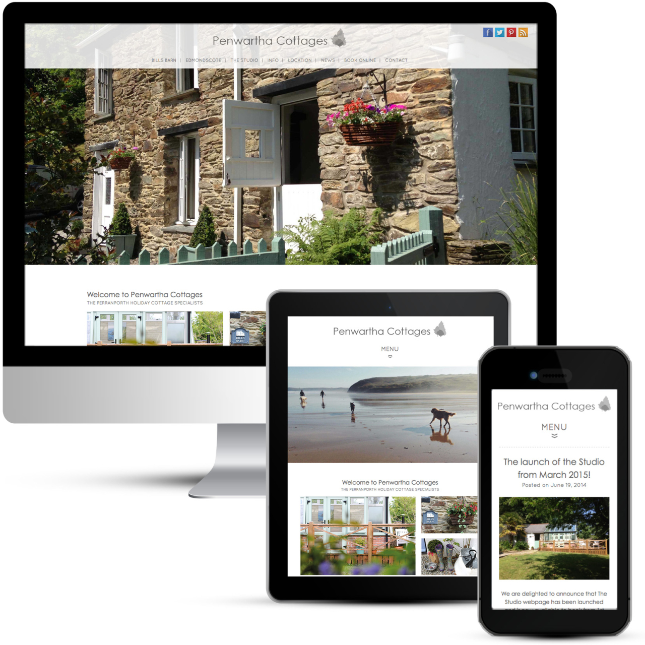 Penwartha cottages website design by Cottage Garden Studio