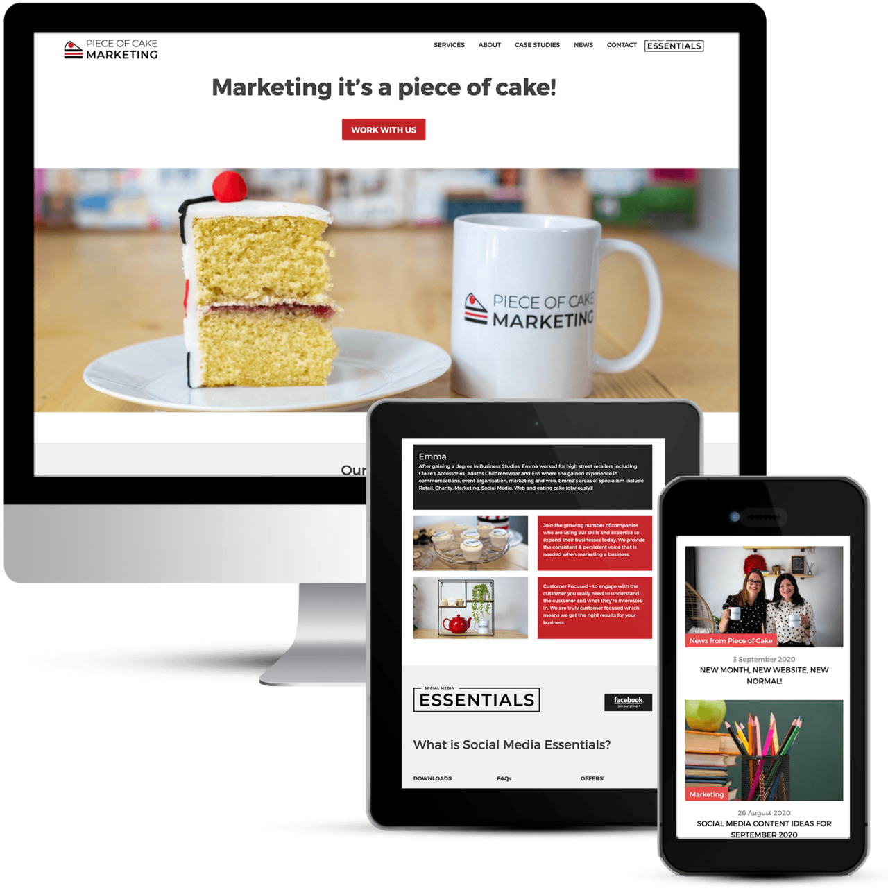 Website design for piece of Cake Marketing