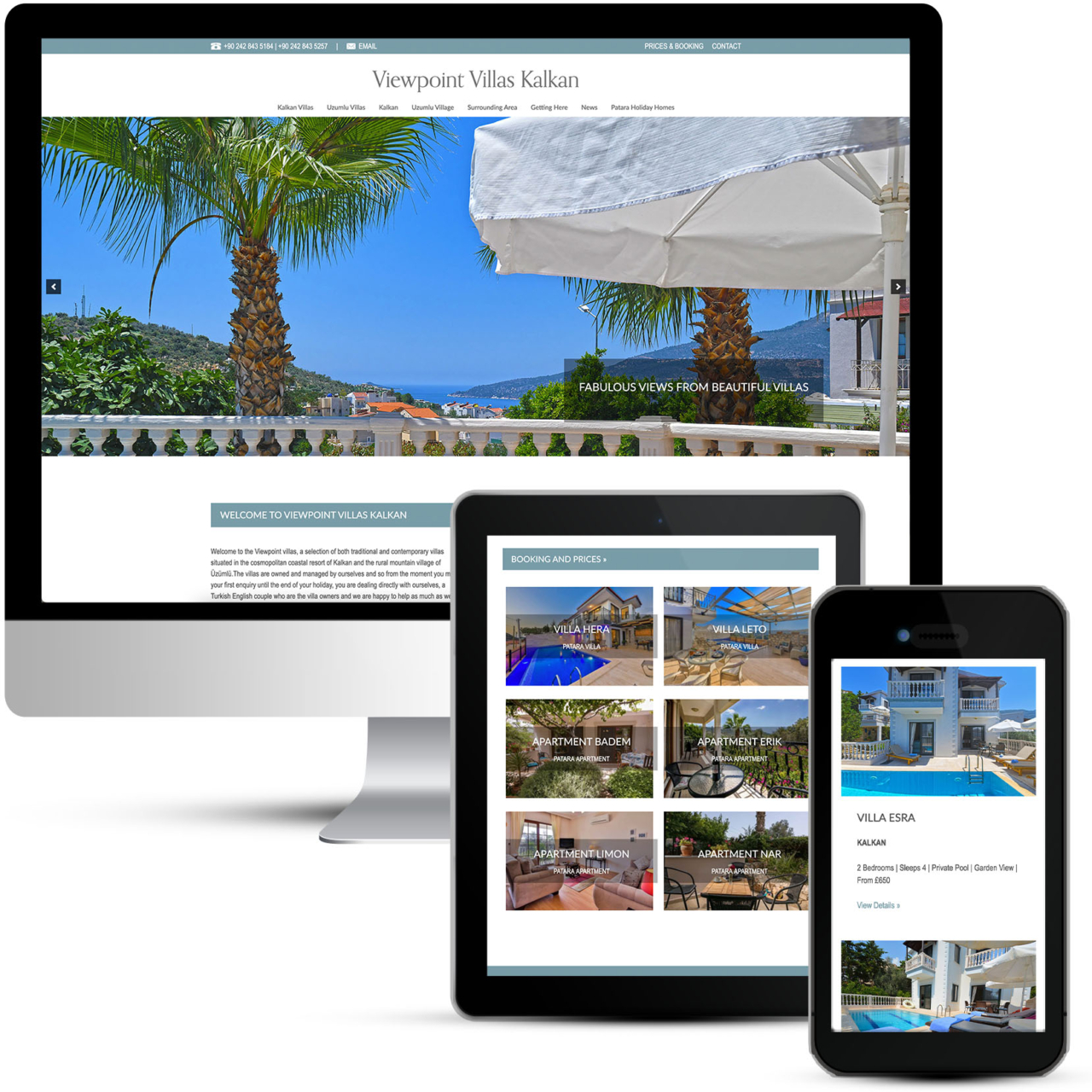 Beautiful website design for Boutique Holiday Villas in Turkey