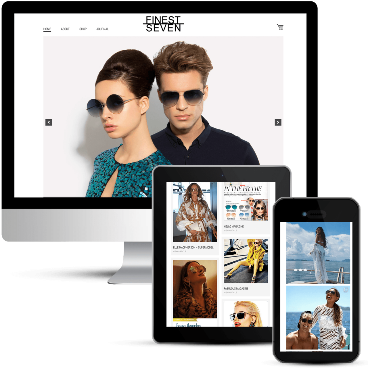 Beautiful web design for Finest Seven designer eyewear