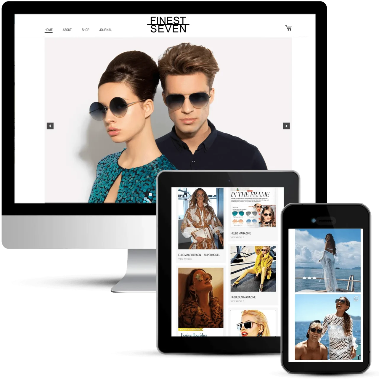 Ecommerce web design for designer sunglasses store