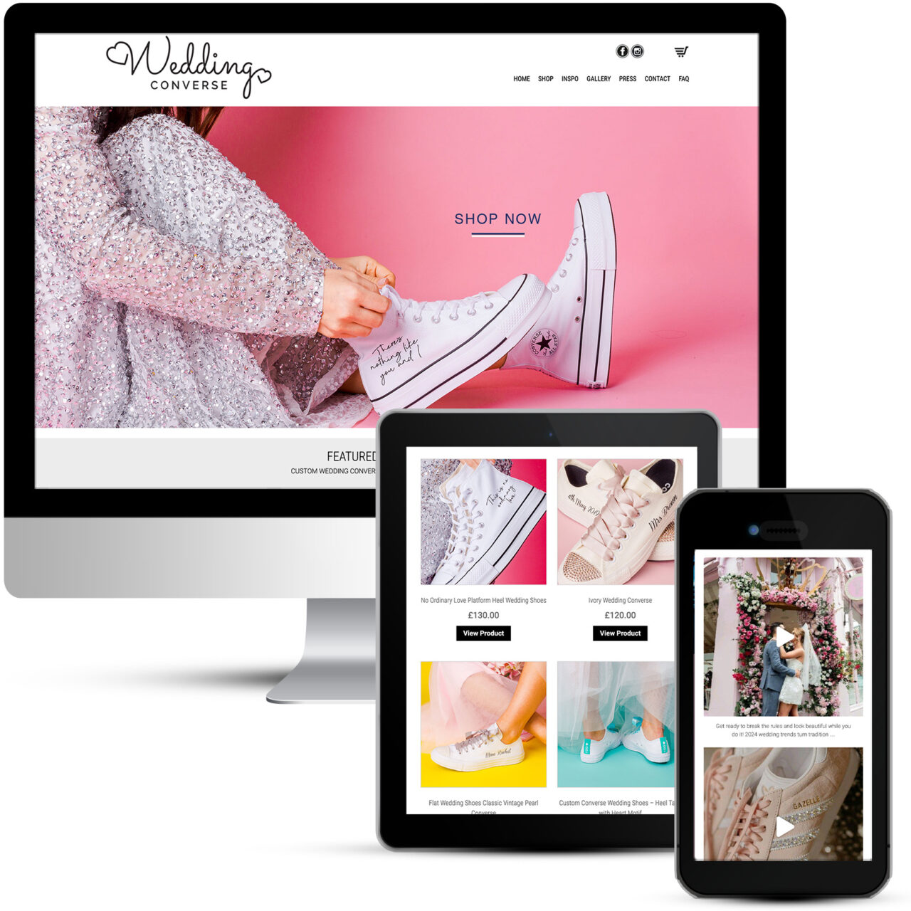 Beautiful ecommerce website design for Wedding Converse