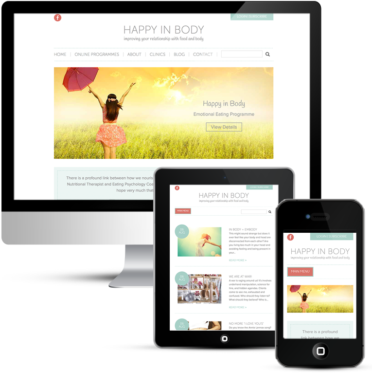 Mobile responsive WordPress Design for Happy in Body