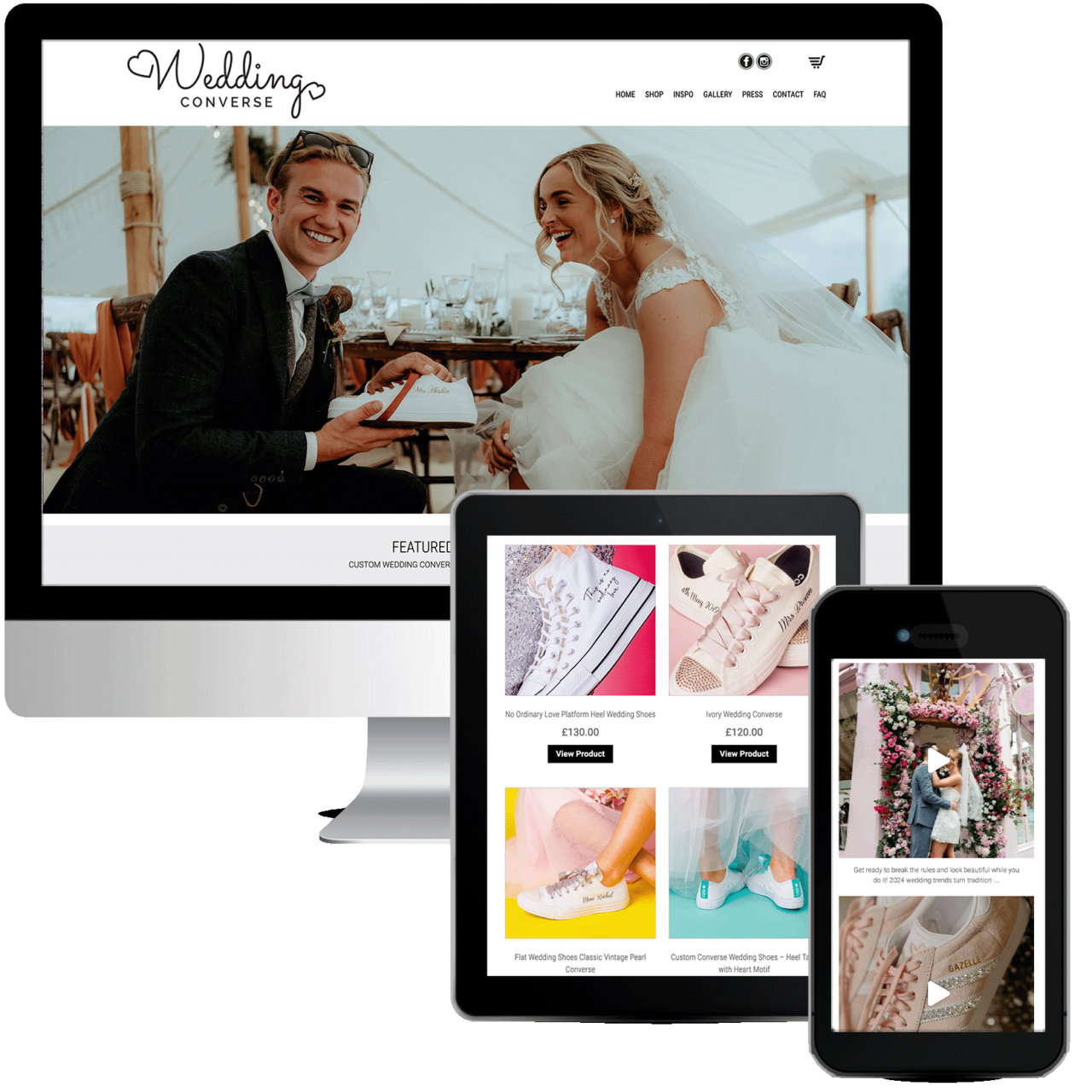 Beautiful ecommerce website design for Wedding Converse