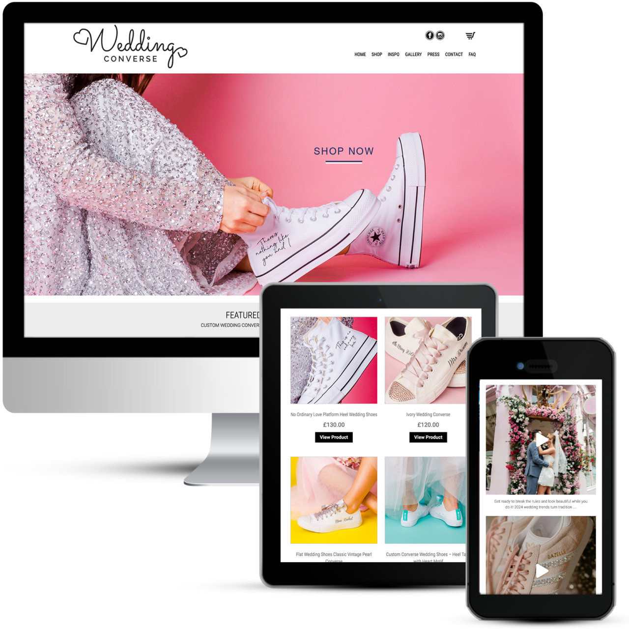 Beautiful ecommerce website design for Wedding Converse